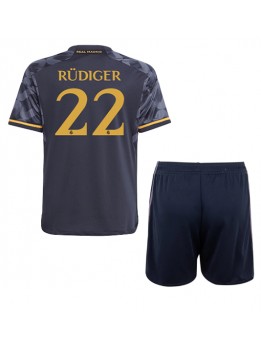 Otroški Nogometna dresi replika Real Madrid Antonio Rudiger #22 Gostujoči 2023-24 Kratek rokav (+ hlače)
